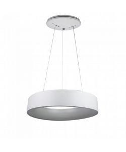 Lampadario LED a Sospensione Circolare 25W in Metallo Colore Bianco d: 45cm h: 120cm 3000K