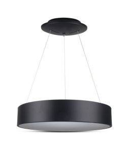 Lampadario LED a Sospensione Circolare 25W in Metallo Colore Nero d: 45cm h: 120cm 3000K