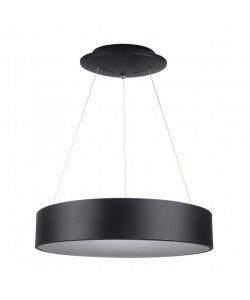 Lampadario LED a Sospensione Circolare 30W in Metallo Colore Nero d: 60cm h: 120cm 3000K