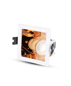 Portafaretto LED da Incasso GU10 Quadrato Colore Bianco con Supporto Inclinato Oro Rosa