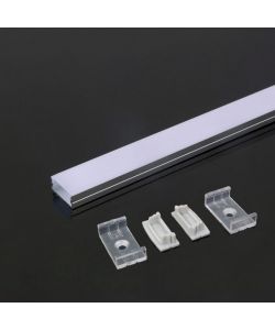 Profilo in Alluminio Colore Bianco per Strip LED (Max l: 21,5mm) 2000 x 23,5 x 9,8mm