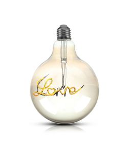 Lampadina LED E27 5W G125 Filamento Ambrato Scritta Love 2200K