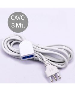 Prolunga Lineare 3mt Spina 16A 2P+T e Presa 10/16A 2P+T Bipasso Colore Bianco