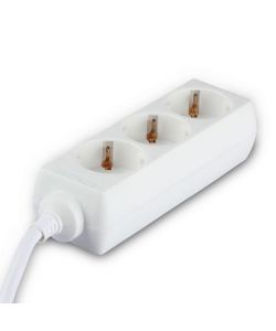 Multipresa con Cavo 3mt 3 Prese 10A 2P + Shuko e Spina Shuko Colore Bianco