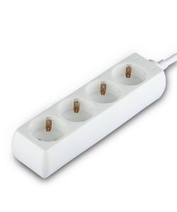 Multipresa con Cavo 1,5mt 4 Prese 10A 2P + Shuko e Spina Shuko Colore Bianco