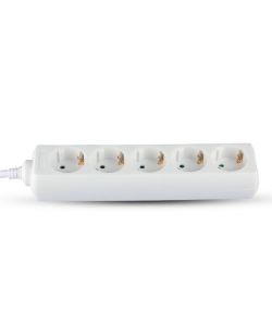 Multipresa con Cavo 1,5mt 5 Prese 10A 2P + Shuko e Spina Shuko Colore Bianco
