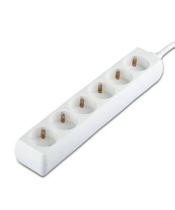 Multipresa con Cavo 1,5mt 6 Prese 10A 2P + Shuko e Spina Shuko Colore Bianco