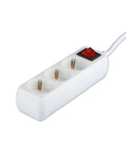 Multipresa con Cavo 5mt 3 Prese 10A 2P + Shuko e Interruttore Luminoso Spina Shuko Colore Bianco