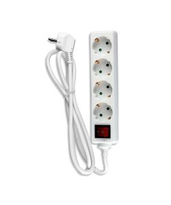 Multipresa con Cavo 1,5mt 4 Prese 10A 2P + Shuko e Interruttore Luminoso Spina Shuko Colore Bianco