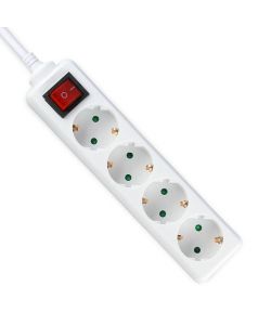 Multipresa con Cavo 5mt 4 Prese 10A 2P + Shuko e Interruttore Luminoso Spina Shuko Colore Bianco