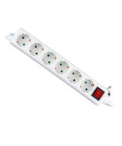 Multipresa con Cavo 1,5mt 6 Prese 10A 2P + Shuko e Interruttore Luminoso Spina Shuko Colore Bianco