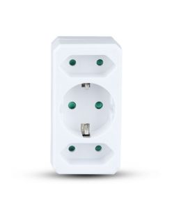 Adattatore Multipresa con 3 Prese Frontali 2 10A e una Presa 10A 2P + Shuko con Spina Shuko Colore Bianco