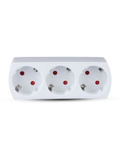 Adattatore Multipresa con 3 Prese Frontali 10A 2P + Shuko con Spina Shuko Colore Bianco
