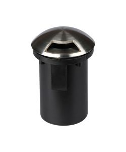 Portalampada da Interramento Calpestabile Rotondo MR16 (Max 20W) Colore Nero e Acciaio con 1 Fascio di Luce IP65