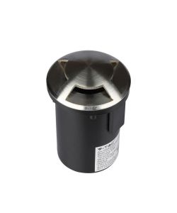 Portalampada da Interramento Calpestabile Rotondo MR16 (Max 20W) Colore Nero e Acciaio con 3 Fasci di Luce IP65