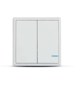 Interruttore Wireless a Doppio Tasto con Sensore Colore Bianco IP54