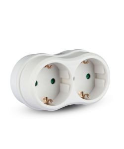 Adattatore Multipresa con 2 Prese Frontali Shuko e Spina Shuko Colore Bianco