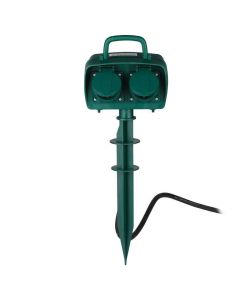 Presa da Giardino con Cavo 3mt 4 Prese 16A con Copertura Colore Verde IP44