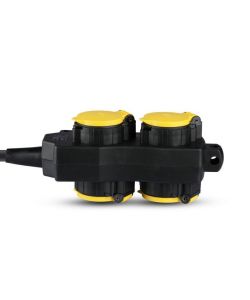 Multipresa con Cavo  3mt 4 Prese 16A con Copertura Colore Nero Giallo IP44