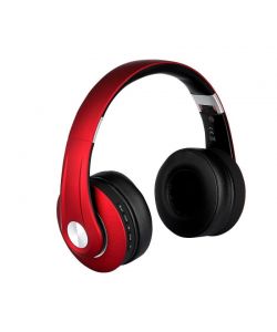 Cuffia Senza Fili Bluetooth con Testa Regolabile 500mAh Colore Rosso con Custodia