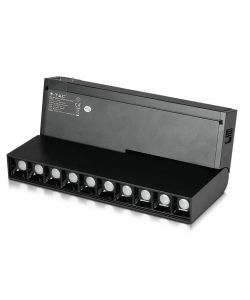 Faretto LED SMD Lineare da Binario Magnetico Regolabile 20W (10x2W) 24V UGR<19 Colore Nero 3000K IP20 CRI>90