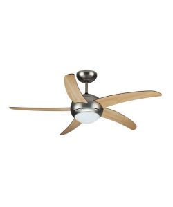 Ventilatore LED da Soffitto 2xE27 con Motore a Corrente Alternata da 60W con Telecomando 5 pale (Mdf Chiare)