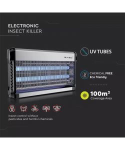 V-TAC Zanzariera Elettrica Insetticida 30W 100mq Alluminio UV Blu