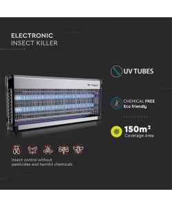 V-TAC Zanzariera Elettrica Antizanzare 40W 150mq con Tubi UV 2x20W