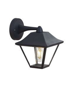Lampada LED da Muro a Lanterna in Vetro con Portalampada E27 Colore Nero Opaco IP44