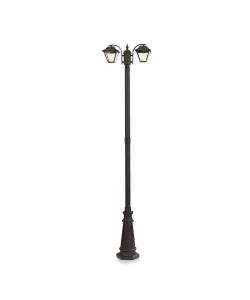 Lampione LED con Doppio Portalampada a Lanterna 2xE27  Colore Nero Opaco h: 228cm IP44