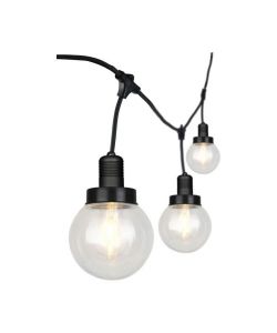 Catenaria 3mt per 6 lampadine LED  E27 Con Diffusori trasparenti IP65 Colore nero.