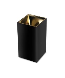 Portafaretto LED Montaggio a Plafone Quadrato GU10 Corpo Nero Riflettore Oro