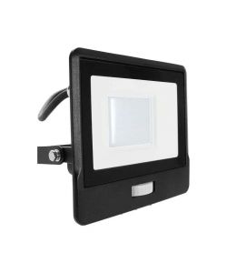 Faro LED Chip Samsung 30W con Sensore PIR Cavo 1m Colore Nero 6500K IP65