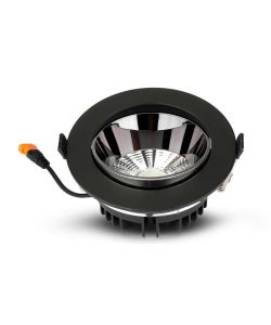 Faretto LED Chip Samsung da Incasso Rotondo LED COB 30W Riflettore Orientabile Colore Nero 4000K