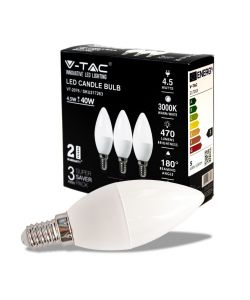 Lampadina LED E14 4.5W Candela 3000K (Box 3 Pezzi)