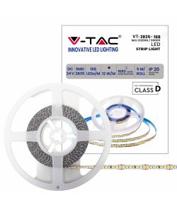 Strip LED SMD2835 12W/m 5m 168 LED/m 140LM/W 24V 3000K IP20 10mm