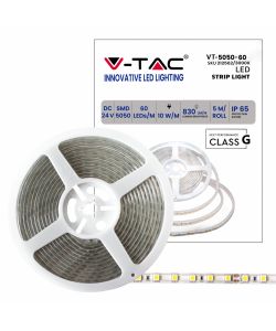 Strip LED SMD5050 10W/m 5m 60 LED/m 24V 3000K IP65 11.4mm
