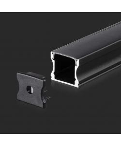 Profilo in Alluminio Colore Nero per Strip LED 2000 x 17,2 x 14,4mm
