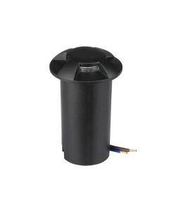 Faretto LED Segnapasso a Cilindro da Interramento 1W con 4 Fasci Luminosi Colore Nero 12V 3000K IP67 Driver non Incluso
