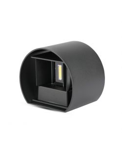 Lampada LED da Muro Arrotondata Doppio LED COB 5W 140LM/W Colore Nero Satinato Fascio Luminoso Regolabile 4000K IP65