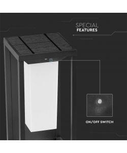 V-TAC Lampada Solare LED Chip Samsung da Muro Esterno 2W Rettangolare Sensore di Movimento Crepuscolare 3000K 29cm