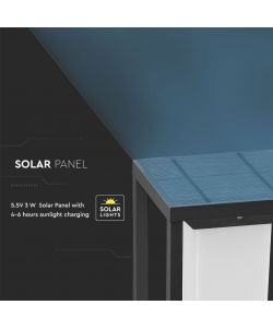 V-TAC Lampada Solare LED Chip Samsung da Muro Esterno 2W Rettangolare Sensore di Movimento Crepuscolare 3000K 50cm