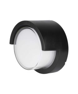 Lampada LED da Muro Rotonda 7W con Diffusore Semicoperto Colore Nero 3000K IP65