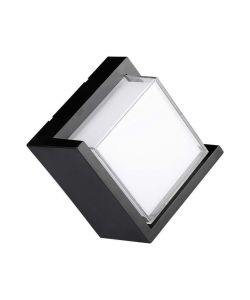 Lampada LED da Muro Quadrato 12W con Diffusore Semicoperto Colore Nero 3000K IP65