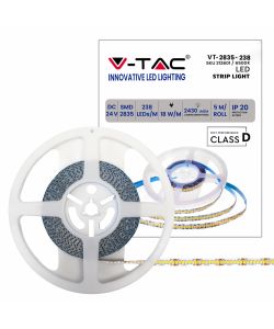 Strip LED SMD2835 18W/m 5m 238 LED/m 135LM/W 24V 6500K IP20 10mm