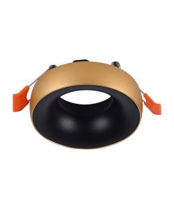 Portafaretto LED da Incasso GU10 Rotondo Colore Oro Riflettore Nero con Supporto Inclinato