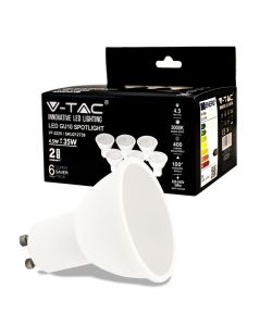 Faretto LED GU10 4.5W 100 Copertura Satinata 3000K (Box 6 Pezzi)