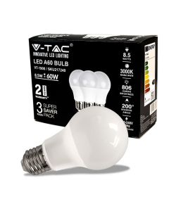 Lampadina LED E27 8.5W A60 3000K (Box 3 pezzi)