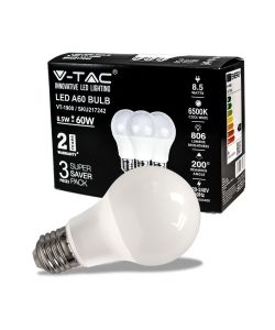 Lampadina LED E27 8.5W A60 6500K (Box 3 pezzi)
