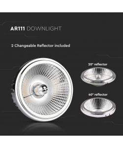 V-TAC Faretto LED AR111 20W con Riflettori Intercambiabili (20-40) Colore Argento 6400K
